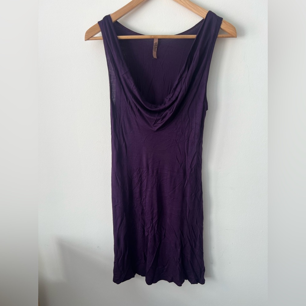 Chic Purple Draped Sleeveless Dress